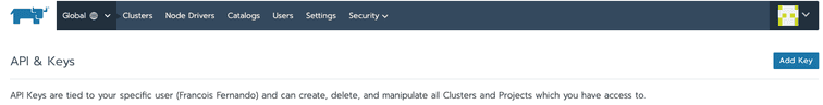 Rancher UI Add Key page